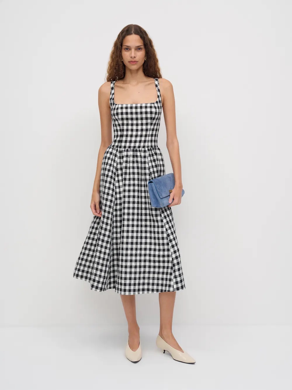 Reformation Janu Linen Dress In Park Check, Brand New Without Tags, No Flaws.